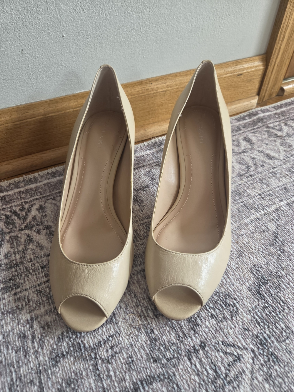 Tahari Jayne Neutral Peep-Toe Pumps in Beige